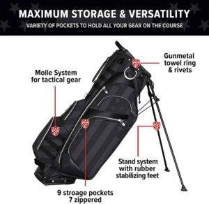 SUBTLE PATRIOT COVERT 15 CLUB GOLF STAND BAG 5 WAY TOP