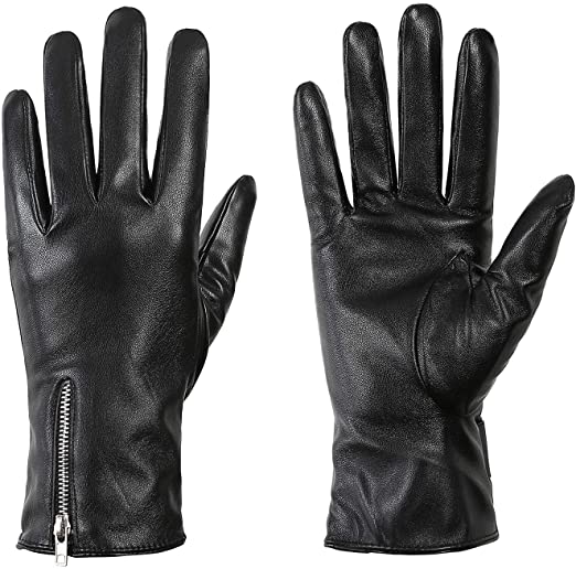 FEIQIAOSH Warm Fleece Leather Gloves for Winter