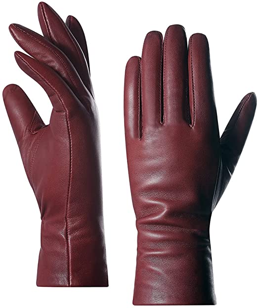 Harssidanzar Luxury Italian Leather Gloves for Women